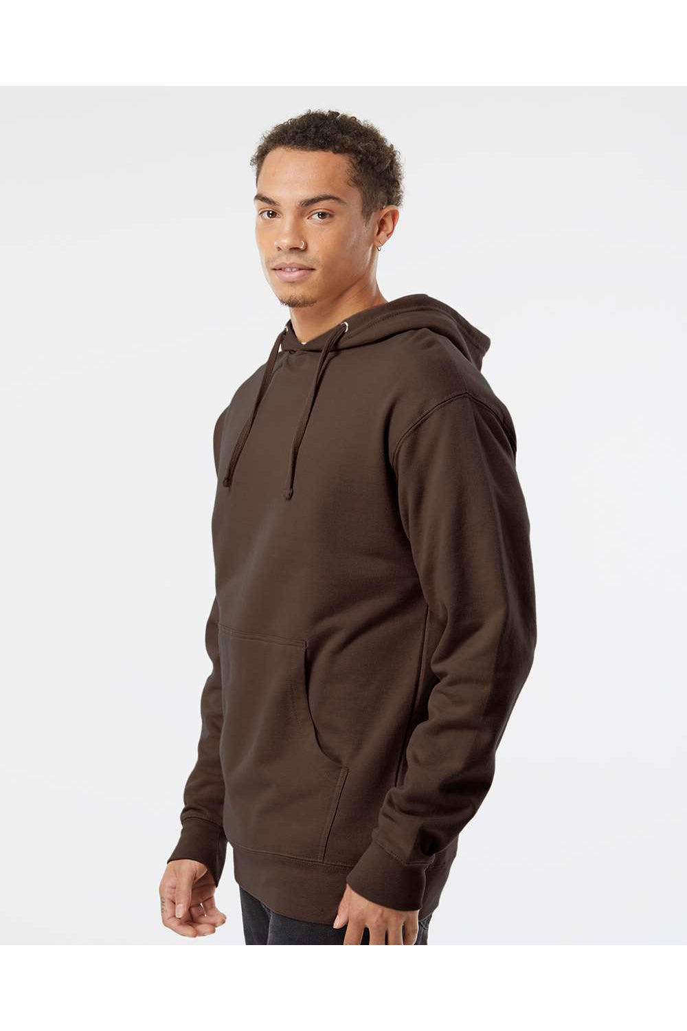 Independent Trading Co. SS4500 Mens Hooded Sweatshirt Hoodie Brown Model Side