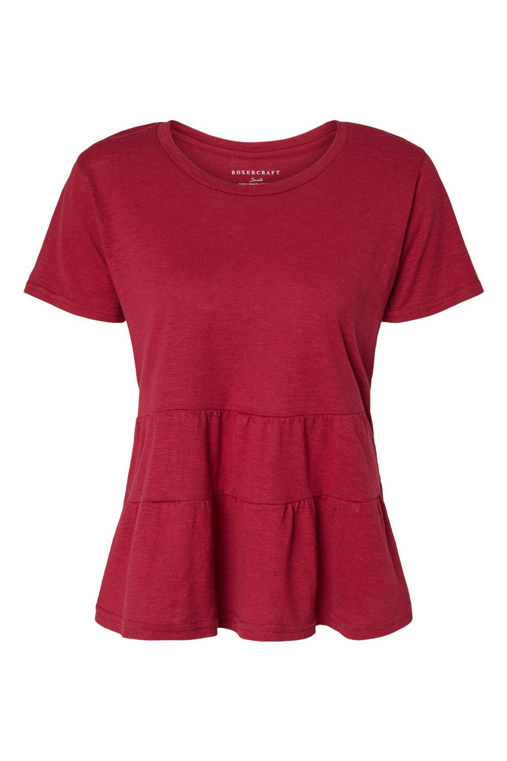 Boxercraft BW2401 Womens Willow Short Sleeve Crewneck T-Shirt Garnet Red Flat Front