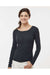 Boxercraft BW2402 Womens Harper Long Sleeve Henley T-Shirt Black Model Front