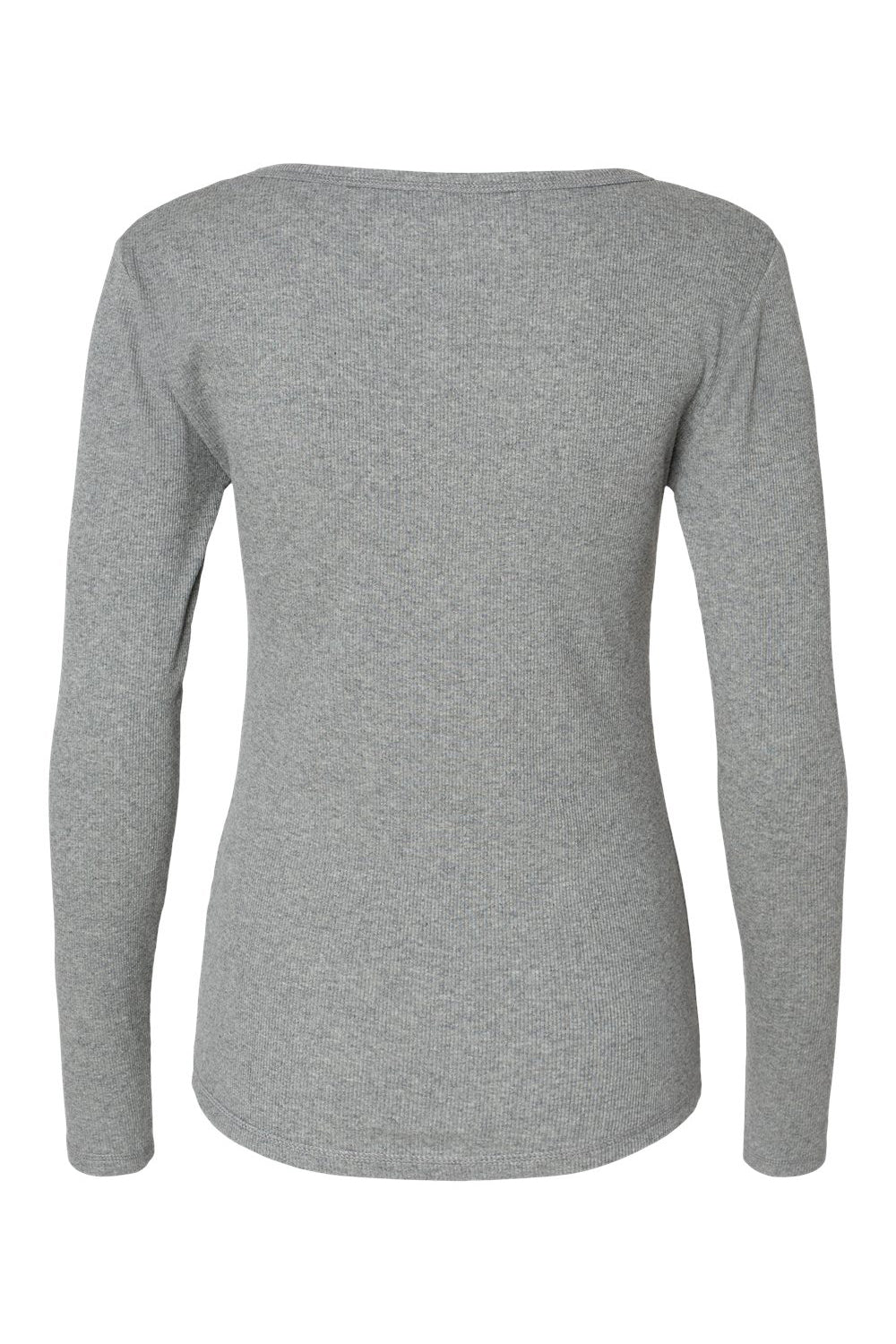 Boxercraft BW2402 Womens Harper Long Sleeve Henley T-Shirt Heather Oxford Grey Flat Back