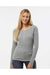 Boxercraft BW2402 Womens Harper Long Sleeve Henley T-Shirt Heather Oxford Grey Model Front