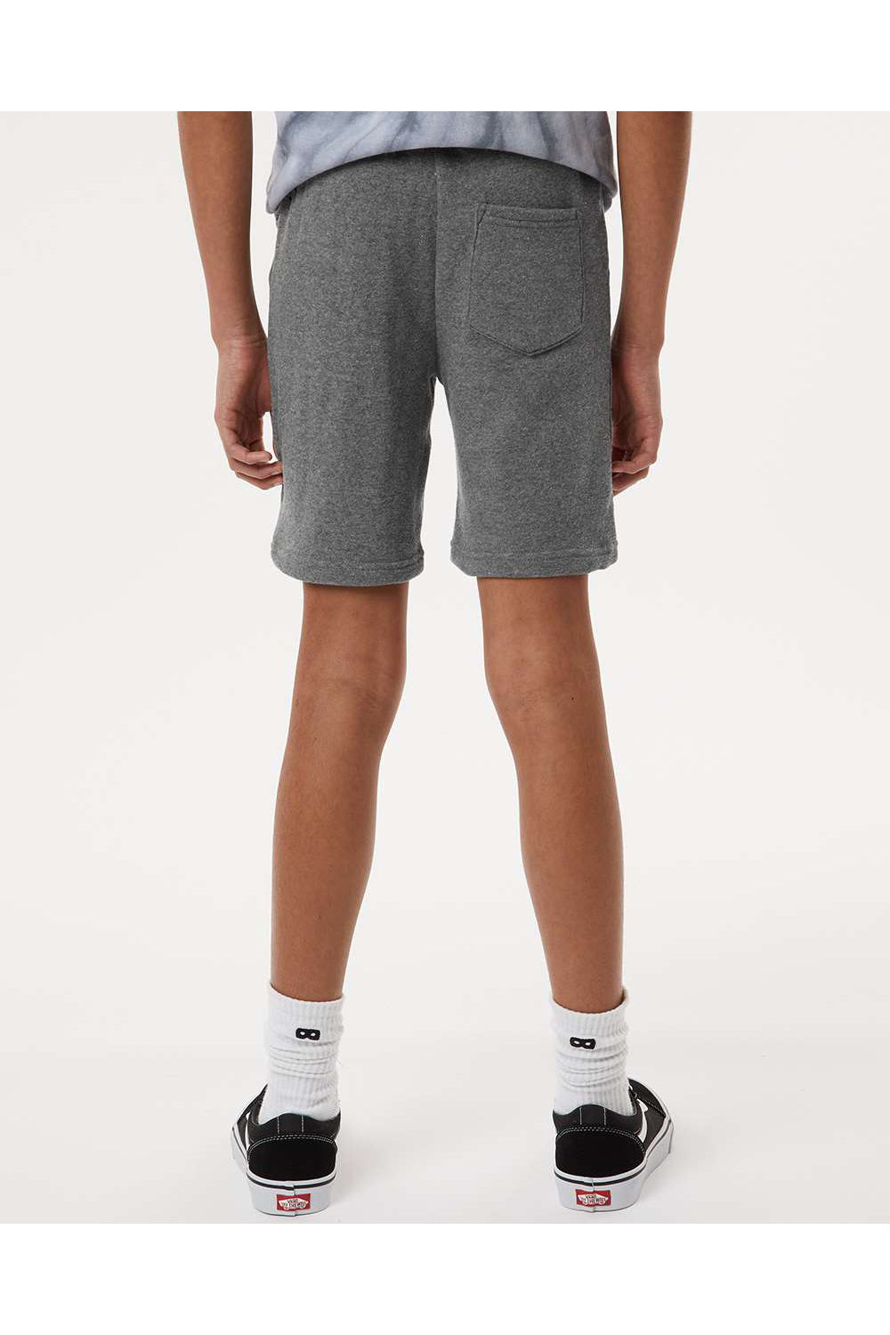 Independent Trading Co. PRM16SRT Youth Special Blend Fleece Shorts w/ Pockets Nickel Grey Model Back