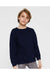 LAT 2225 Youth Elevated Fleece Crewneck Sweatshirt Navy Blue Model Front