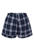 Boxercraft BW6501 Womens Flannel Shorts Navy Blue/Silver Grey Flat Back