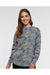 LAT 3525 Womens Weekend Fleece Crewneck Sweatshirt Vintage Camo Model Front