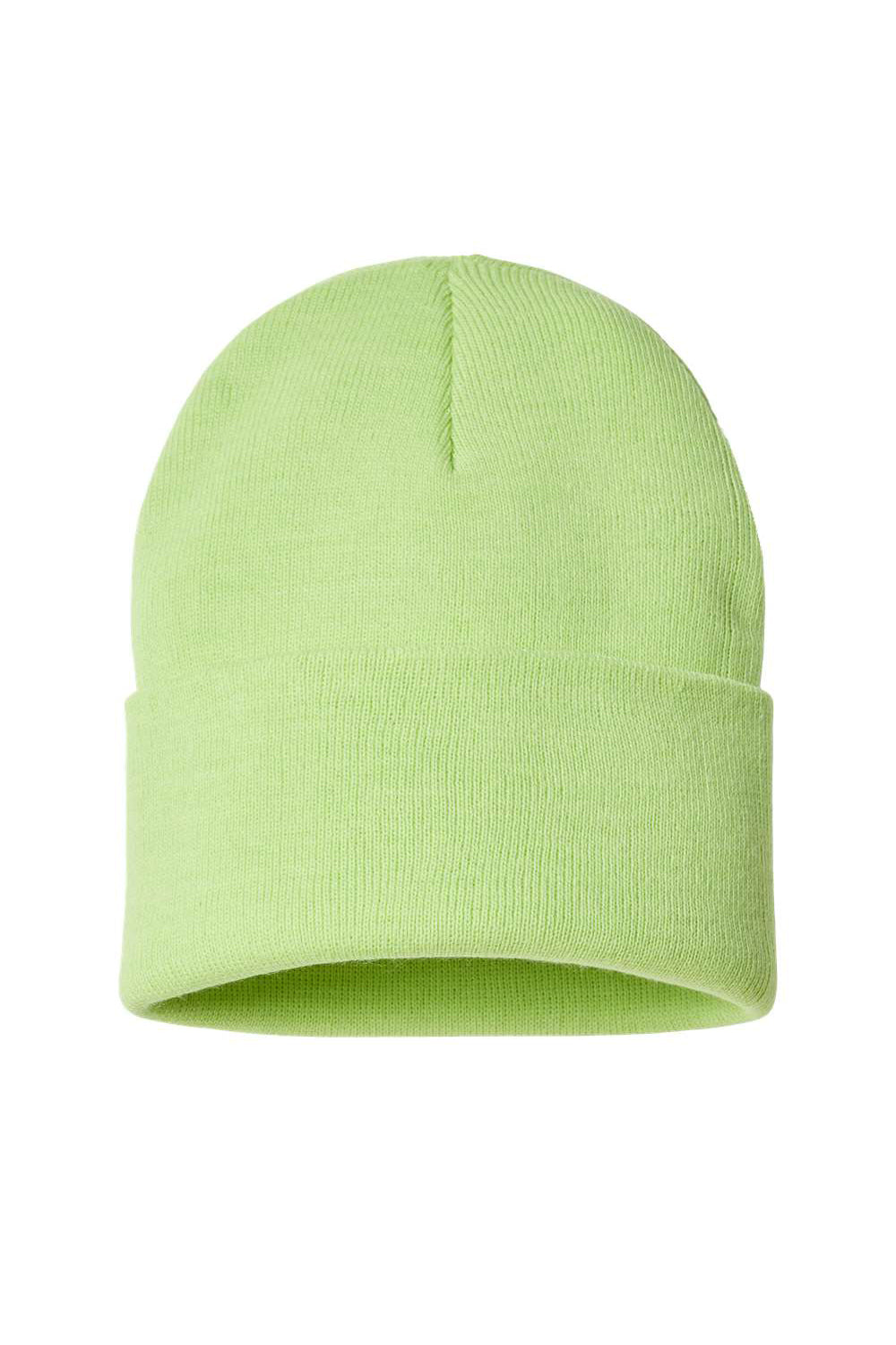 Atlantis Headwear PURE Mens Sustainable Beanie Acid Green Flat Front