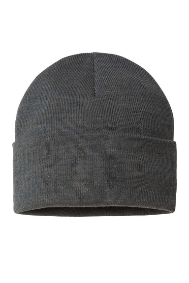 Atlantis Headwear PURE Mens Sustainable Beanie Dark Grey Flat Front