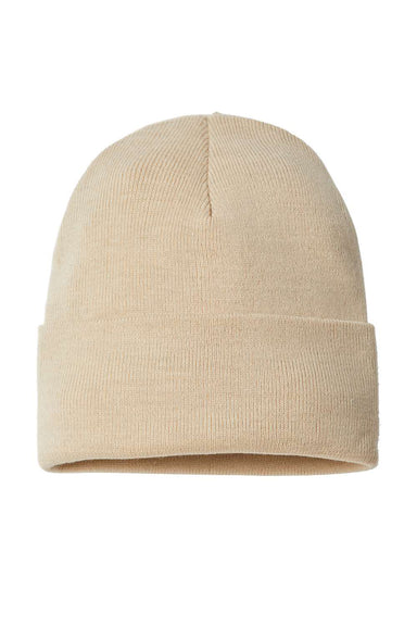 Atlantis Headwear PURE Mens Sustainable Beanie Light Beige Flat Front