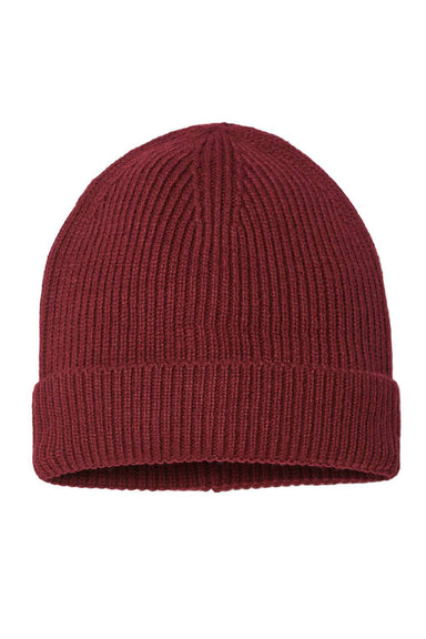 Atlantis Headwear ANDY Mens Sustainable Fine Rib Cuffed Beanie Burgundy Flat Front