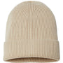 Atlantis Headwear Mens Sustainable Fine Rib Cuffed Beanie - Light Beige - NEW