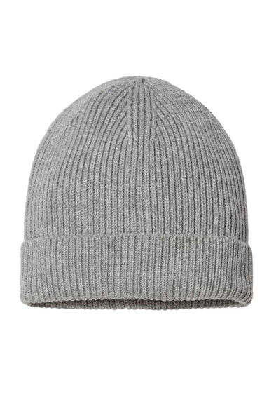 Atlantis Headwear ANDY Mens Sustainable Fine Rib Cuffed Beanie Light Grey Melange Flat Front