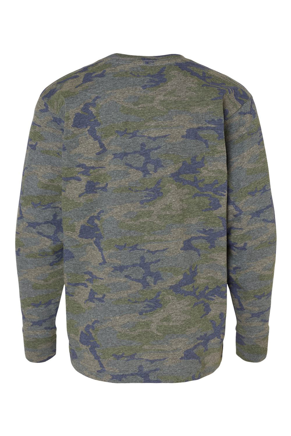 LAT 6201 Youth Fine Jersey Long Sleeve Crewneck T-Shirt Vintage Camo Flat Back