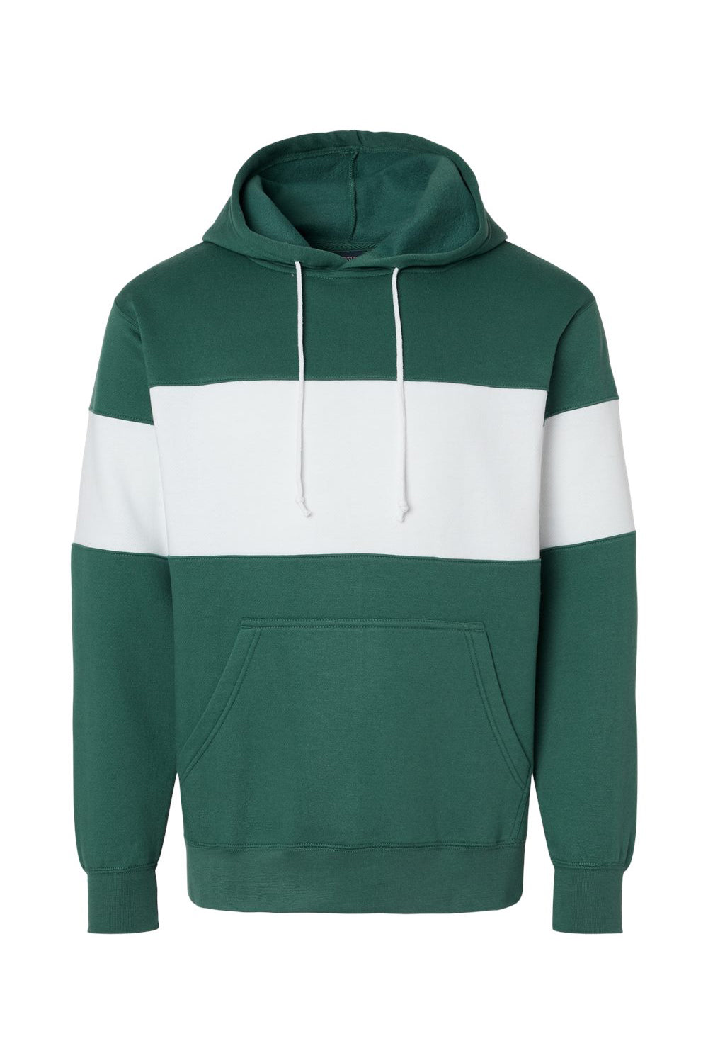 MV Sport 22709 Mens Classic Fleece Colorblocked Hooded Sweatshirt Hoodie Mallard Green Flat Front