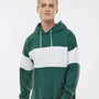 MV Sport Mens Classic Fleece Colorblock Hooded Sweatshirt Hoodie - Mallard Green/White