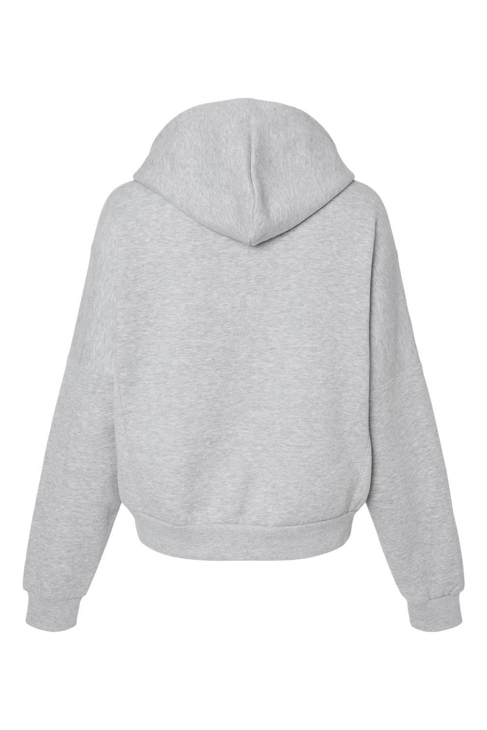 MV Sport W21751 Womens Sueded Fleece Crop Hooded Sweatshirt Hoodie Heather Grey Flat Back