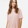 MV Sport Womens French Terry Short Sleeve Crewneck Sweatshirt - Cameo Pink - NEW