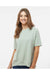 MV Sport W23711 Womens French Terry Short Sleeve Crewneck Sweatshirt Greenstone Model Front