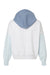 MV Sport W23716 Womens Sueded Fleece Colorblock Crop Hooded Sweatshirt Hoodie Arctic Blue Flat Back