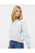 MV Sport W23716 Womens Sueded Fleece Colorblock Crop Hooded Sweatshirt Hoodie Arctic Blue Model Side