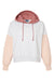 MV Sport W23716 Womens Sueded Fleece Colorblock Crop Hooded Sweatshirt Hoodie Cameo Pink Flat Front