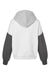 MV Sport W23716 Womens Sueded Fleece Colorblock Crop Hooded Sweatshirt Hoodie Charcoal Grey Flat Back