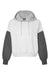 MV Sport W23716 Womens Sueded Fleece Colorblock Crop Hooded Sweatshirt Hoodie Charcoal Grey Flat Front
