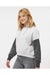 MV Sport W23716 Womens Sueded Fleece Colorblock Crop Hooded Sweatshirt Hoodie Charcoal Grey Model Side