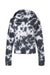 MV Sport W23718 Womens Sueded Fleece Tie-Dye Crop Hooded Sweatshirt Hoodie Charcoal Grey Flat Front