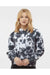 MV Sport W23718 Womens Sueded Fleece Tie-Dye Crop Hooded Sweatshirt Hoodie Charcoal Grey Model Front