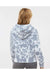 MV Sport W23718 Womens Sueded Fleece Tie-Dye Crop Hooded Sweatshirt Hoodie Stonewashed Blue Model Back