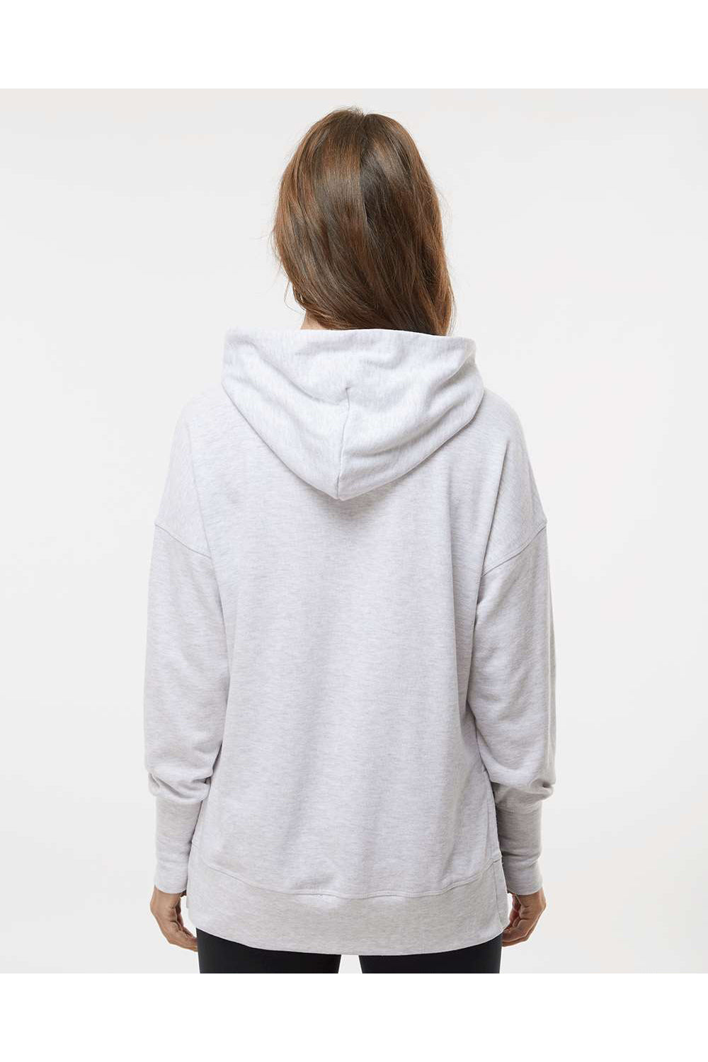 MV Sport W23720 Womens French Terry Hooded Sweatshirt Hoodie Ash Grey Model Back