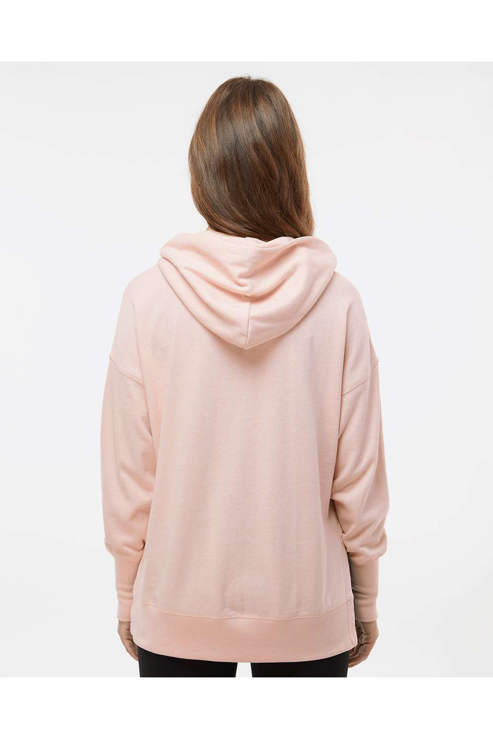 MV Sport W23720 Womens French Terry Hooded Sweatshirt Hoodie Cameo Pink Model Back