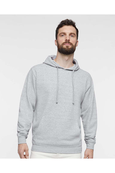 LAT 6926 Mens Elevated Fleece Basic Hooded Sweatshirt Hoodie Heather Grey Model Front