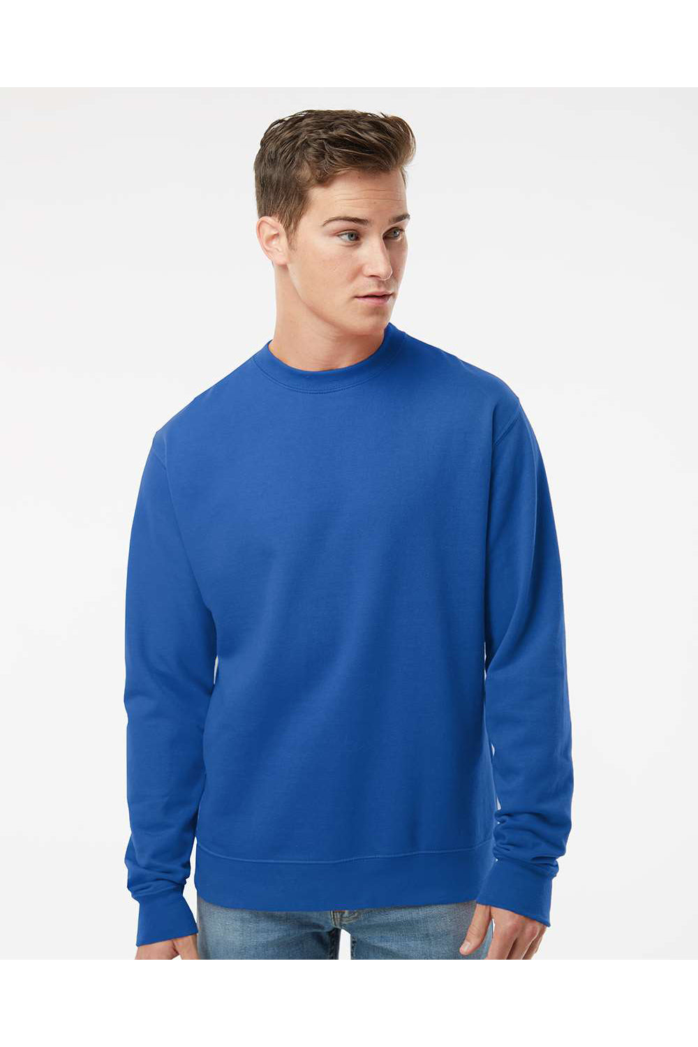 Independent Trading Co. SS3000 Mens Crewneck Sweatshirt Royal Blue Model Front