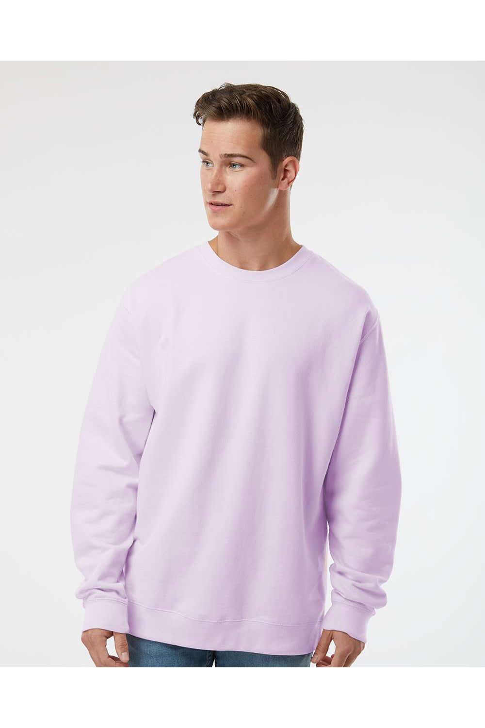 Independent Trading Co. SS3000 Mens Crewneck Sweatshirt Lavender Purple Model Front