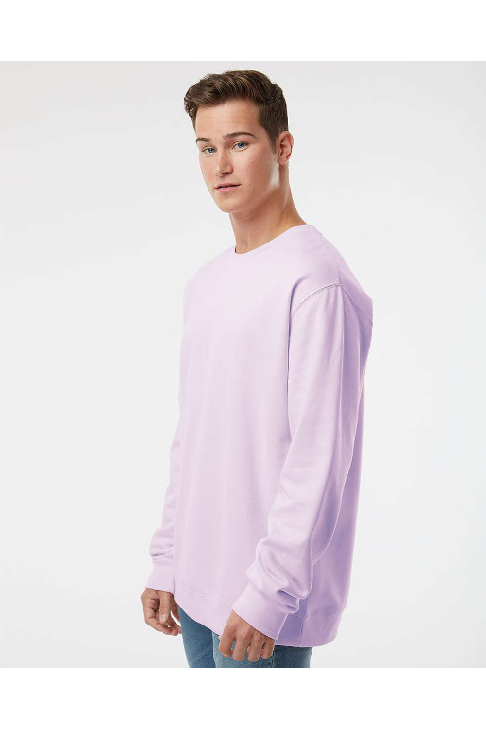 Independent Trading Co. SS3000 Mens Crewneck Sweatshirt Lavender Purple Model Side