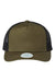 Legacy ROADIE Mens 5 Panel Trucker Hat Olive Green Slub/Black Flat Front