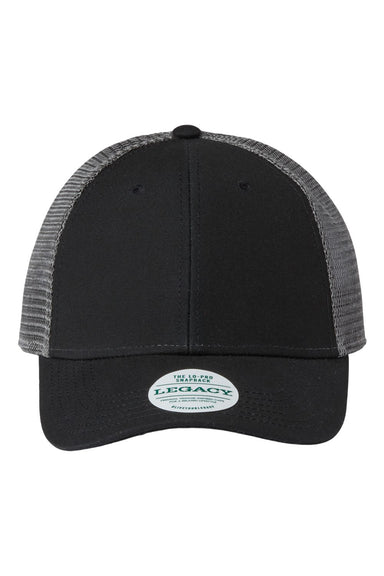 Legacy LPS Mens Lo Pro Snapback Trucker Hat Black/Dark Grey Flat Front