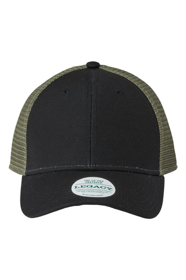 Legacy LPS Mens Lo Pro Snapback Trucker Hat Black/Light Olive Green Flat Front