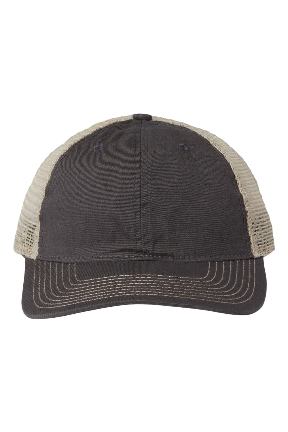 The Game GB880 Mens Soft Trucker Hat Charcoal Grey/Khaki Flat Front