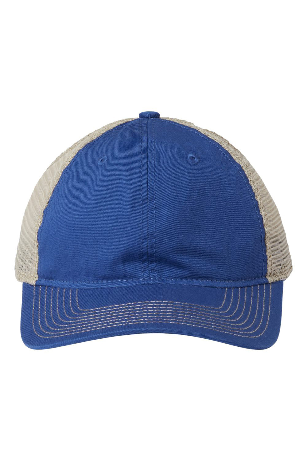 The Game GB880 Mens Soft Trucker Hat Royal Blue/Khaki Flat Front