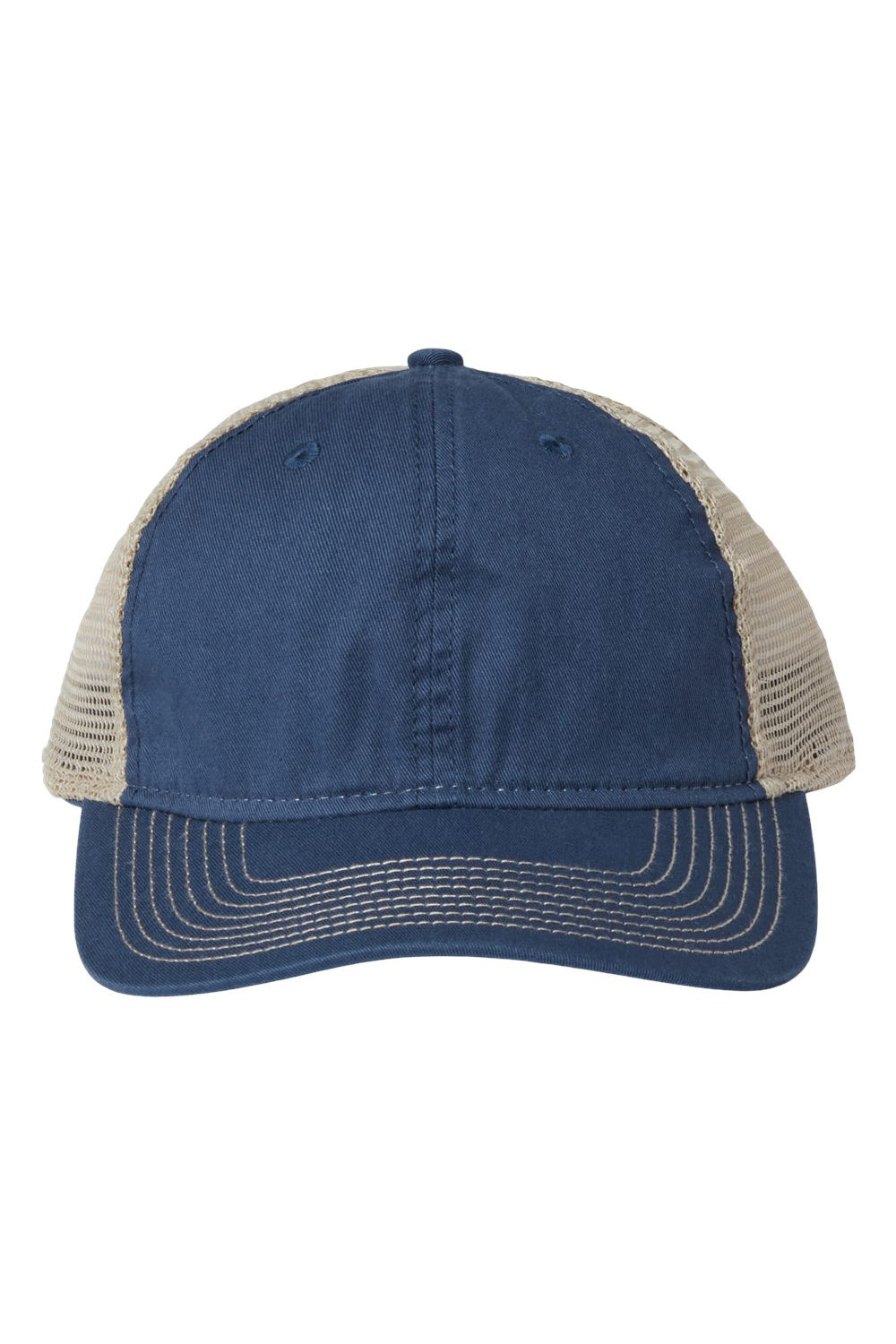 The Game GB880 Mens Soft Trucker Hat Vintage Blue/Khaki Flat Front