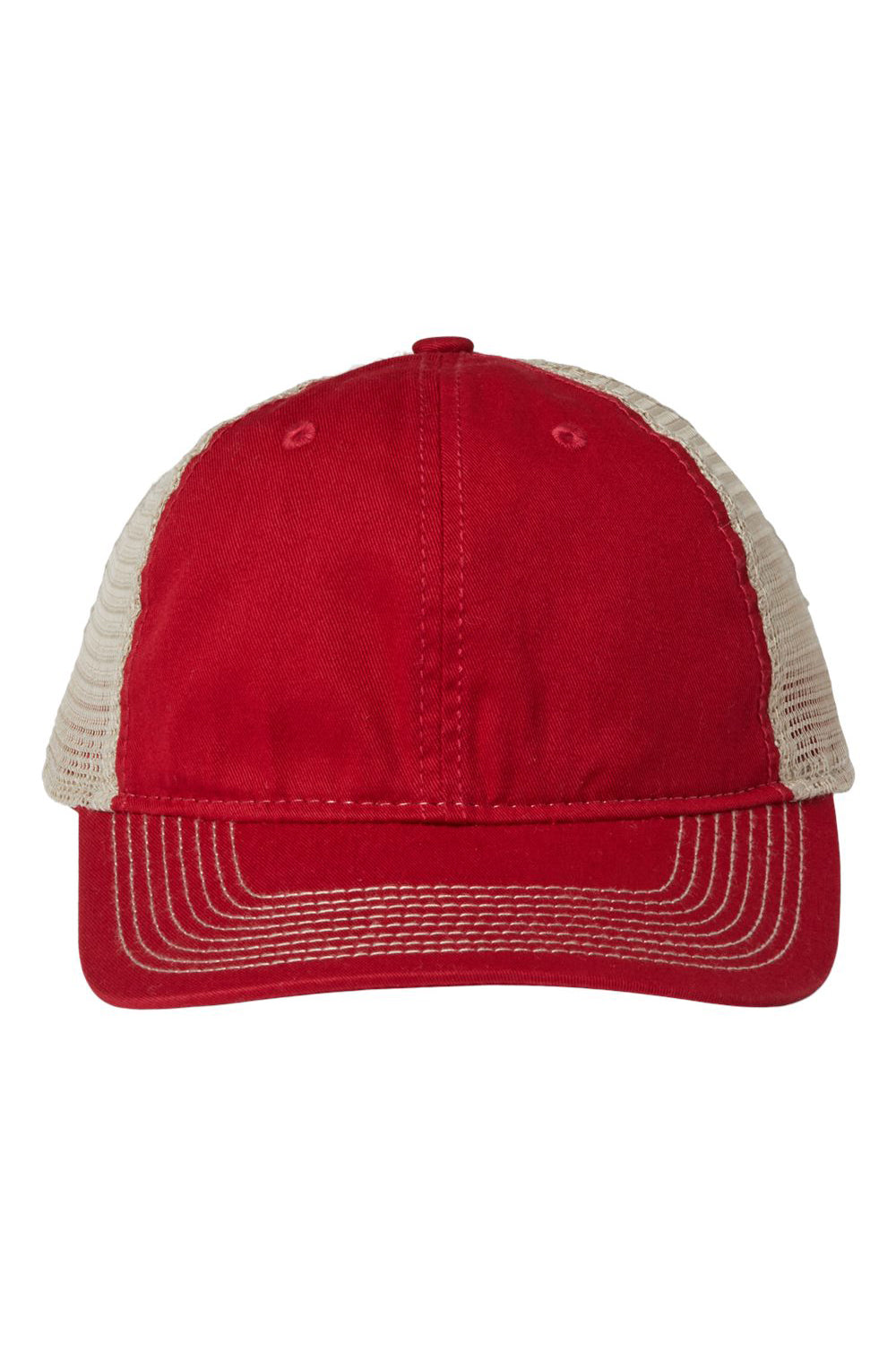 The Game GB880 Mens Soft Trucker Hat Vintage Red/Khaki Flat Front