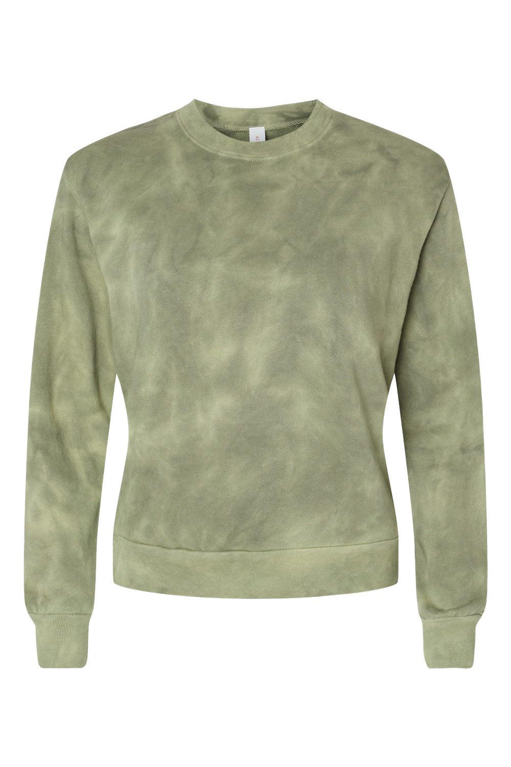 Alternative 9903ZT Womens Eco Washed Throwback Crewneck Sweatshirt Olive Tonal Tie Dye Flat Front