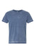 Colortone 1350 Mens Acid Wash Burnout Short Sleeve Crewneck T-Shirt Denim Blue Flat Front
