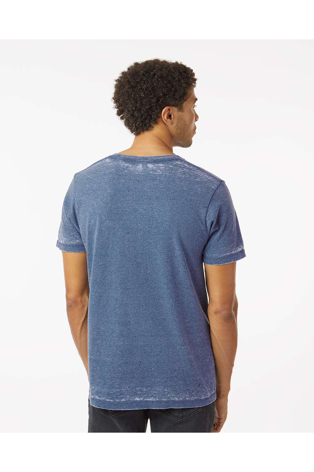 Colortone 1350 Mens Acid Wash Burnout Short Sleeve Crewneck T-Shirt Denim Blue Model Back