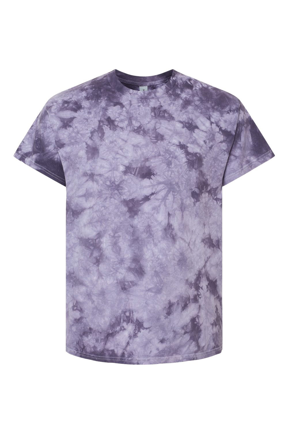 Dyenomite 200CR Mens Crystal Tie Dyed Short Sleeve Crewneck T-Shirt Blackberry Flat Front