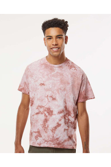 Dyenomite 200CR Mens Crystal Tie Dyed Short Sleeve Crewneck T-Shirt Copper Model Front