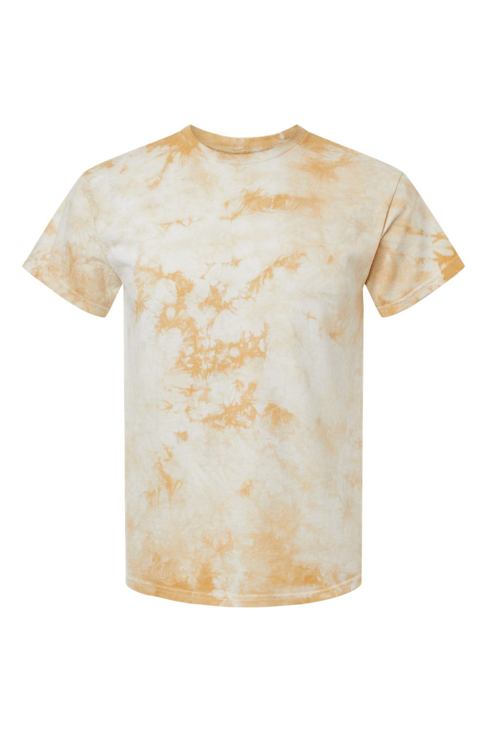 Dyenomite 200CR Mens Crystal Tie Dyed Short Sleeve Crewneck T-Shirt Honey Flat Front