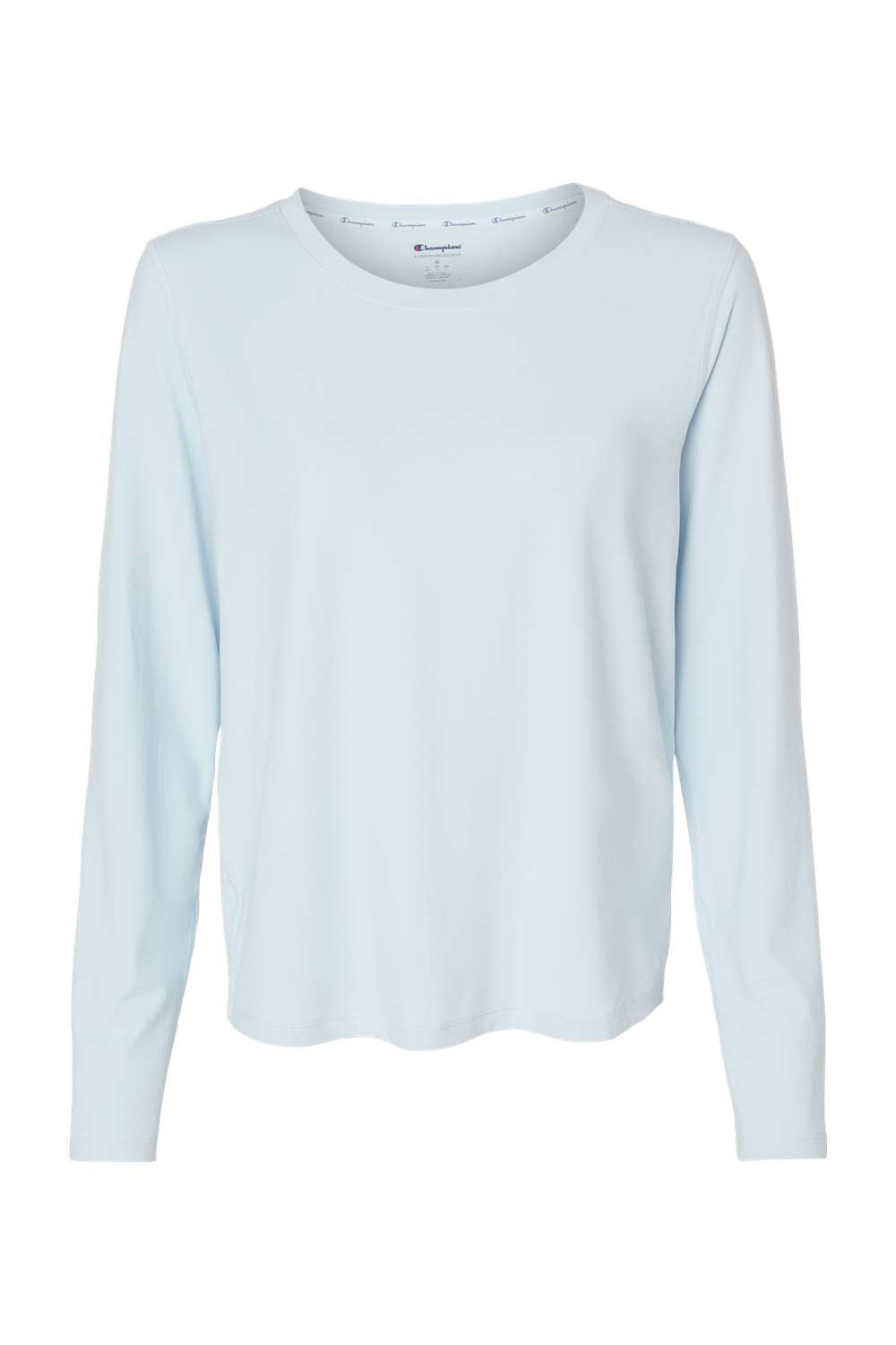 Champion CHP140 Womens Sport Soft Touch Long Sleeve Crewneck T-Shirt Collage Blue Flat Front